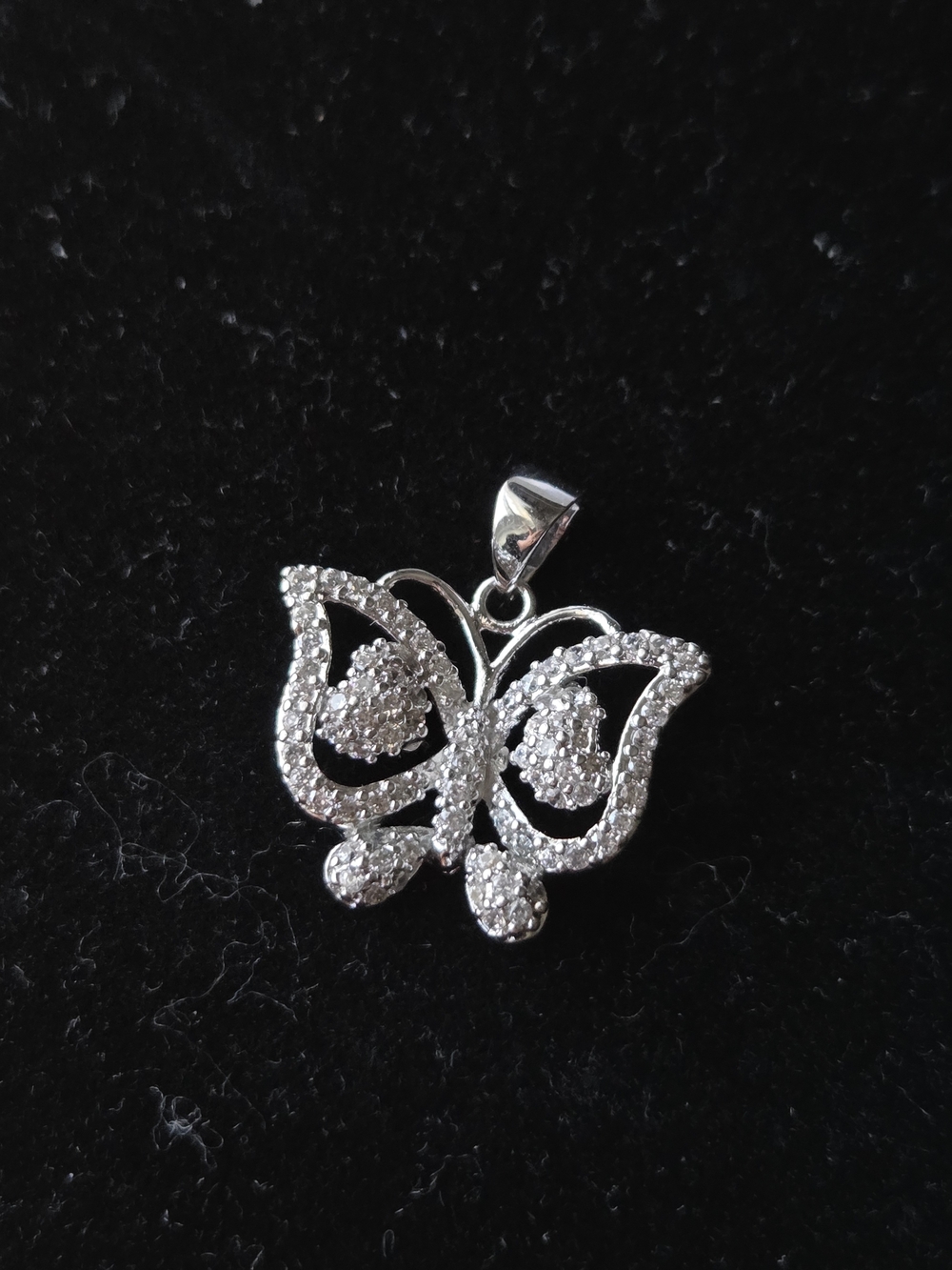 Butterfly Pendant w/Pavé Simulated Diamonds